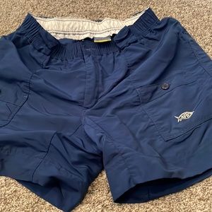 Used mens AFTCO shorts. Size 34. Stain from something melted onto fabric.